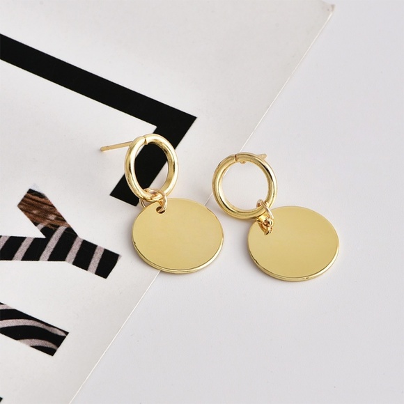 **MESSIAH* Gold Simple Round Style Fashion Earrings - Picture 4 of 7